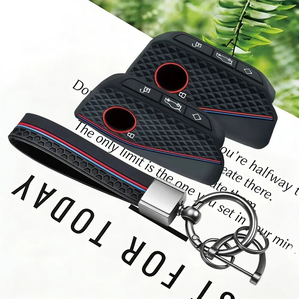 Silicone Car Key Case Cover Protect Shell Fob For BMW I7 X7 G07 LCI IX I20 X1 U11 7 Series G70 G09 XM U06 G81 M3 Key Keychain
