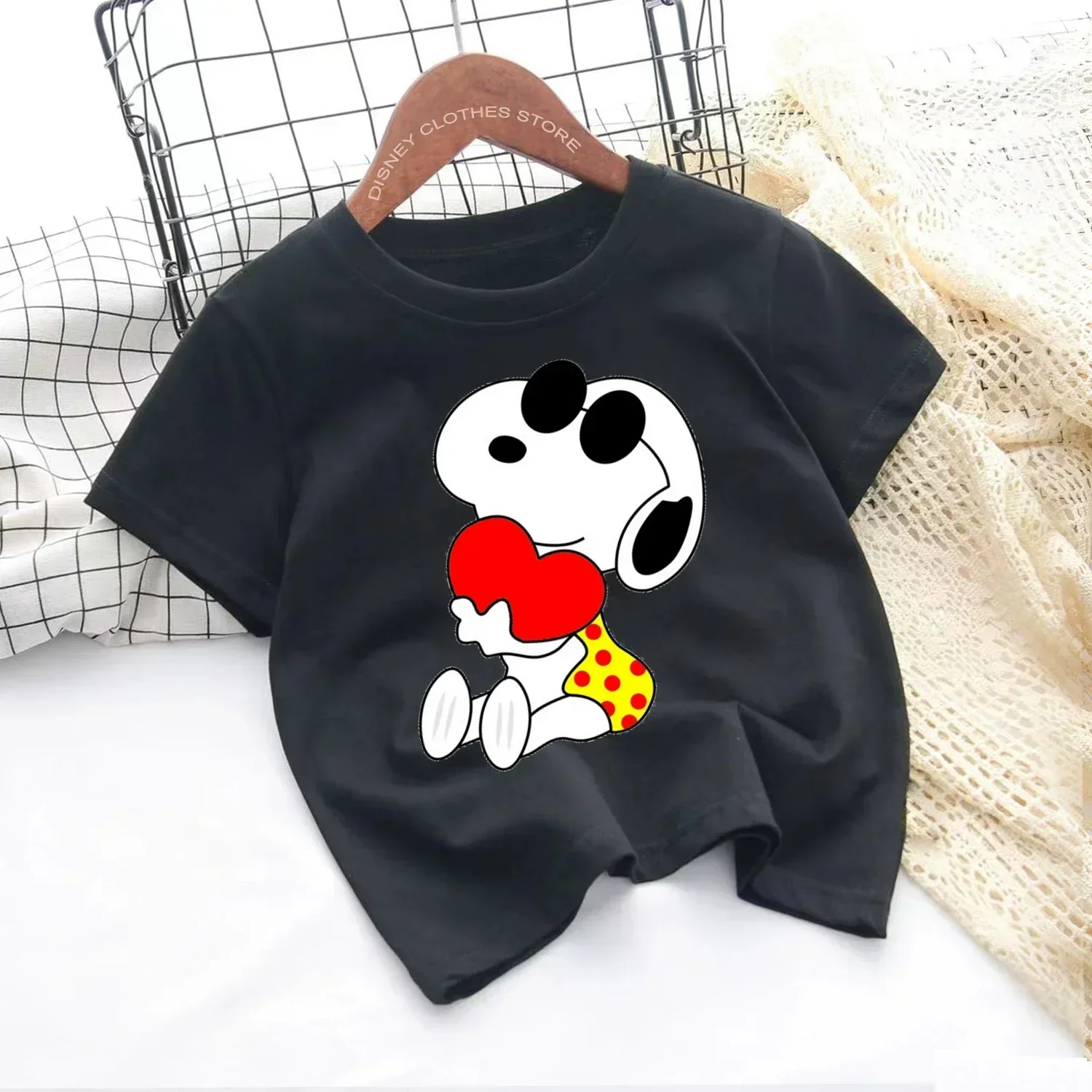 

Anime Snoopy Printed Short Sleeve T-shirt Kids Short sleeve kids 2-14 years old boys and girls 2024 New fashion Marvel top