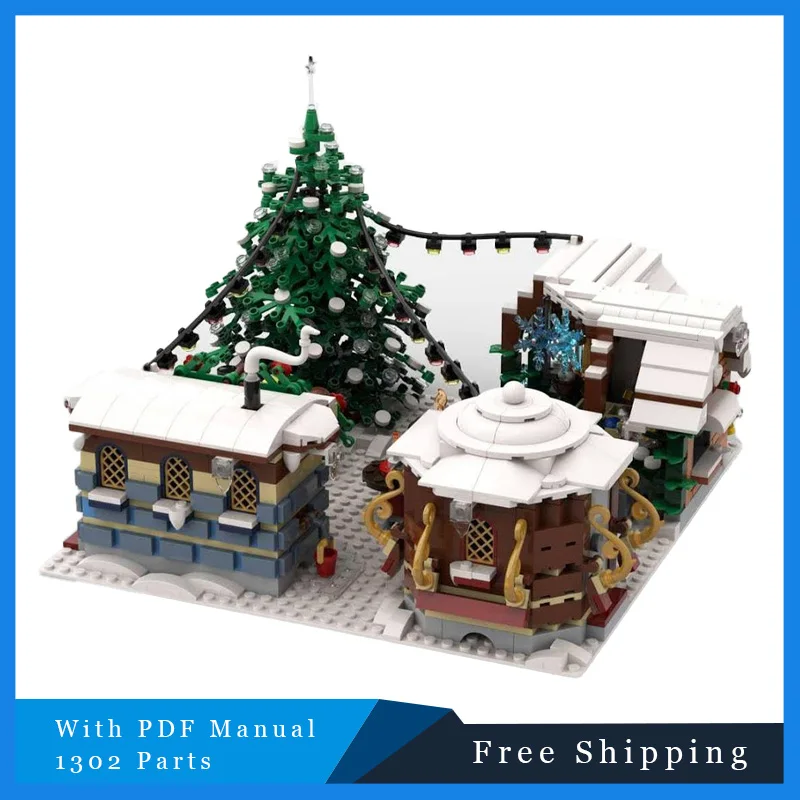 1302 pièces noël marché Rural résidentiel modulaire MOC bloc de construction créatif modèle assemblage jouet cadeau de noël pour les enfants