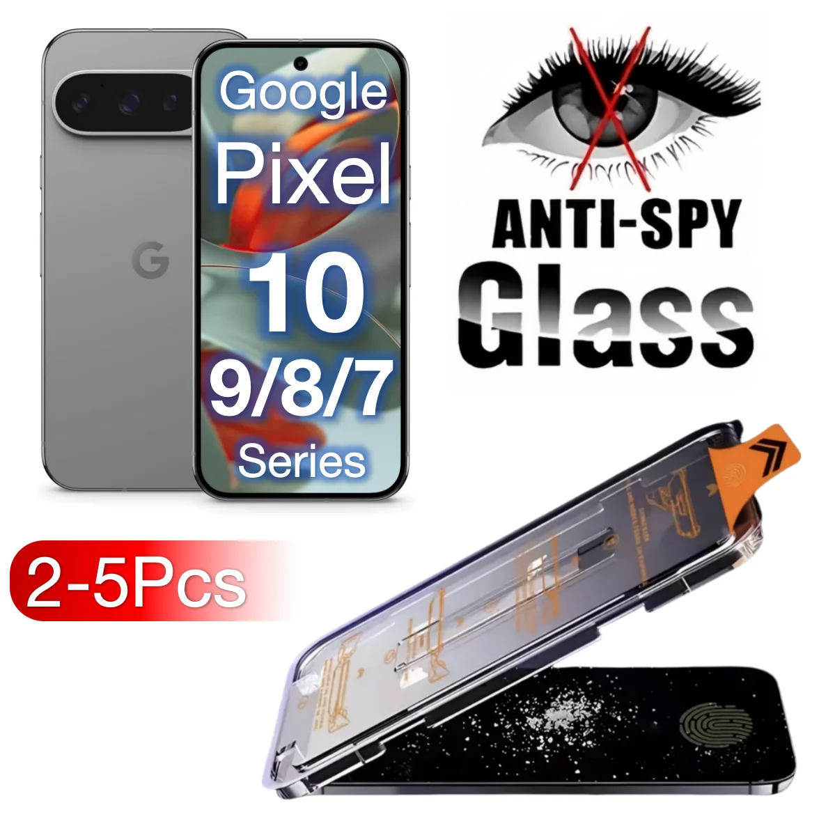 2–5 Stück für Google Pixel 10 9 9a Pro XL 8A 8 7 7a 5G Displayschutzfolie aus gehärtetem Glas, Anti-Peeaping, keine Staubblasen, einfaches Kit