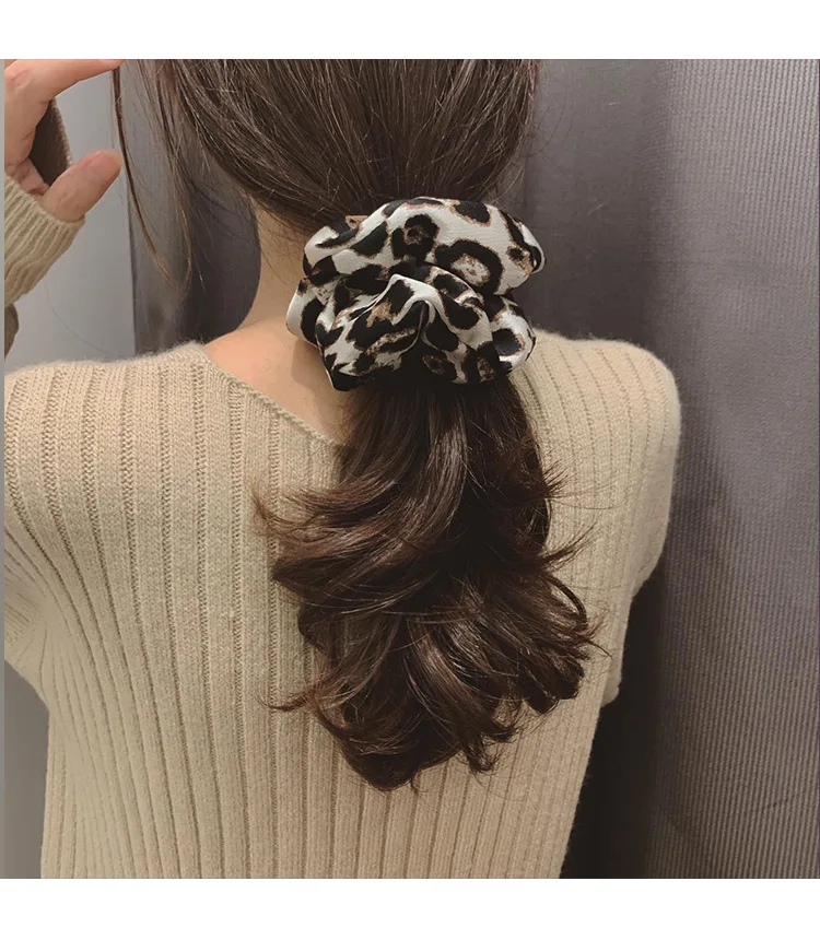 Ruoshui Leopard Printed Hair Ties For Woman Hair Accessories Girls Scrunchies Elastic Hair Rope Band Ladies Ponytail Holders