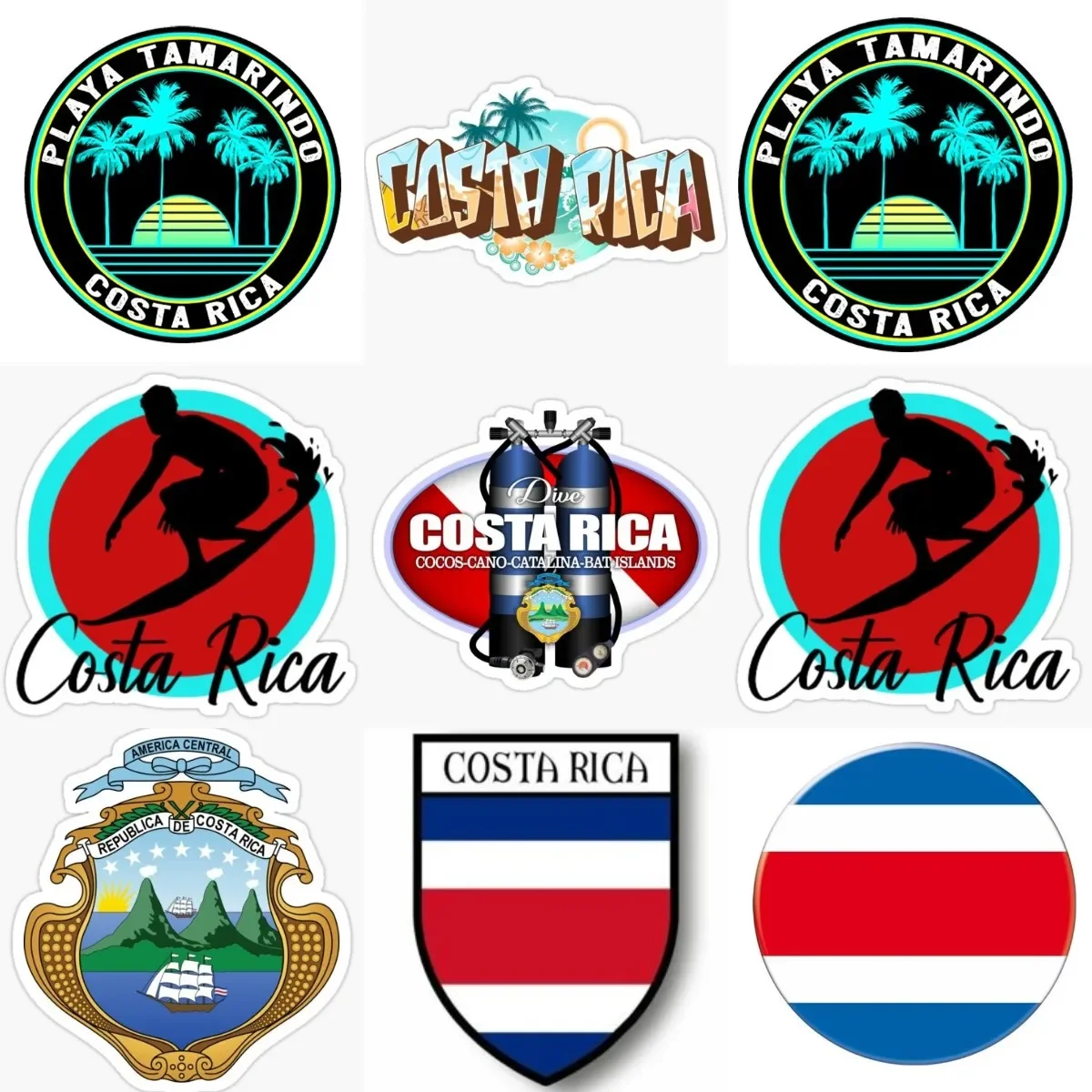 

Costa Rica Flag Creative Surfing PVC Sticker for Laptop Window Door Wall Table Motorcycle Off-road Helmet Car Decal Accessories