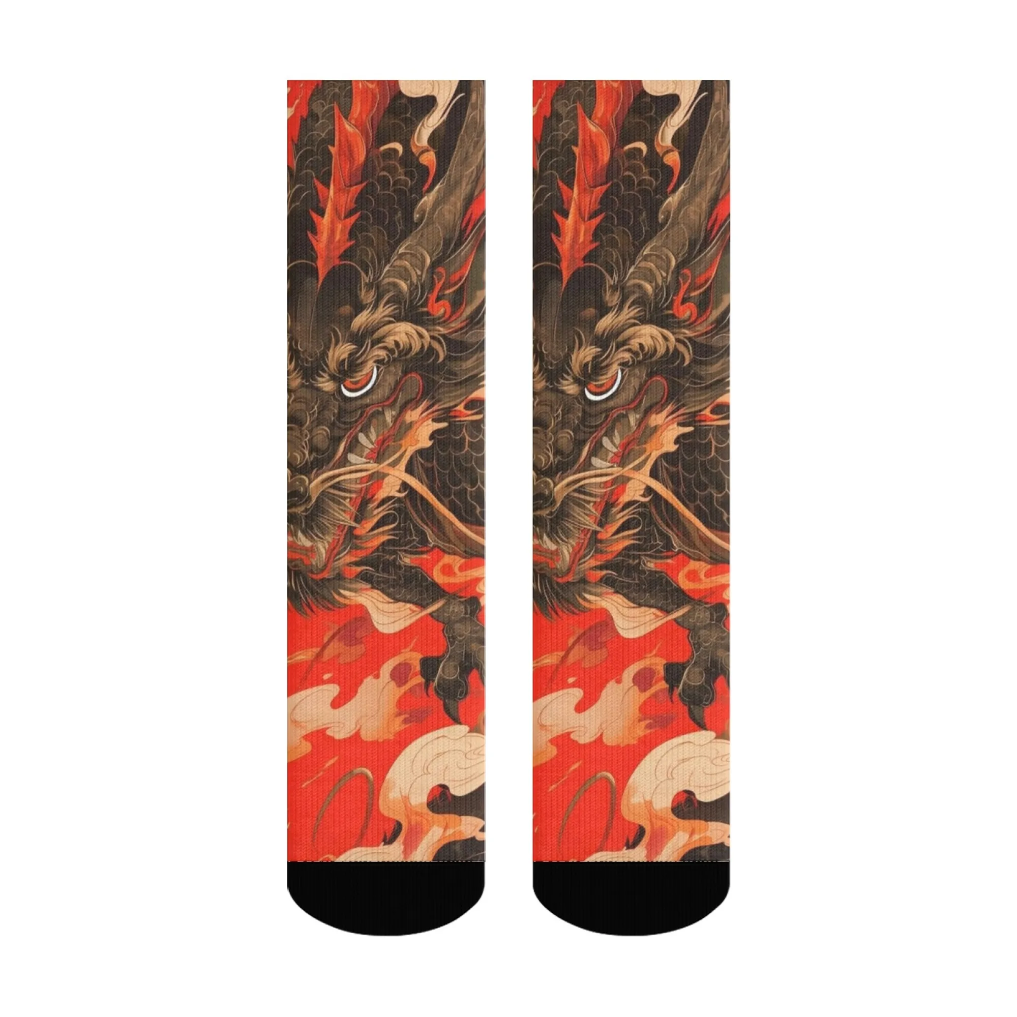 ถุงเท้าลายมังกรไฟแบบญี่ปุ่น ยูคิโยเอะ ลายมังกรศักดิ์สิทธิ์ สีสันสดใส ศิลปะตะวันออก ทออย่างดี เท่ห์ ใส่ได้ทุกเพศ เหมาะสำหรับใส่ในชีวิตประจำวัน