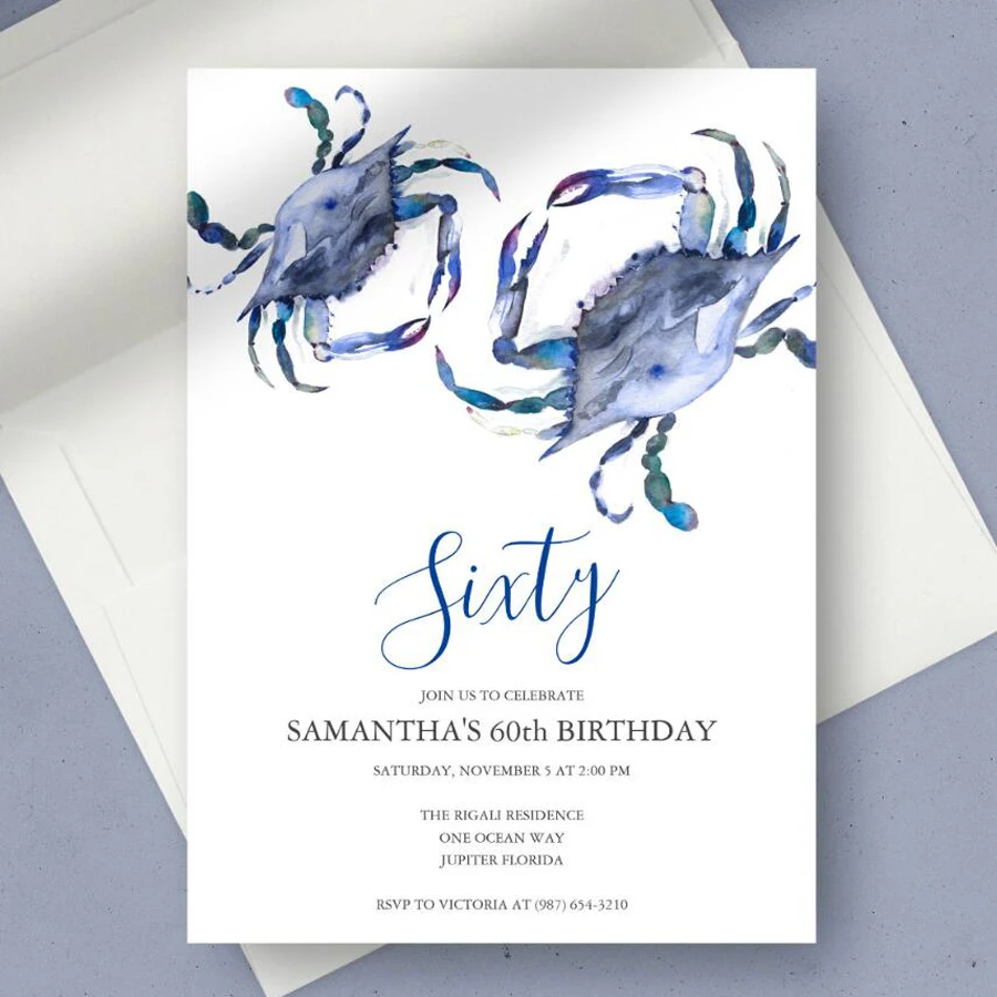 20/100pcs Personalized Birthday Invitation, Elegant Floral Design Series Birthday Invitation