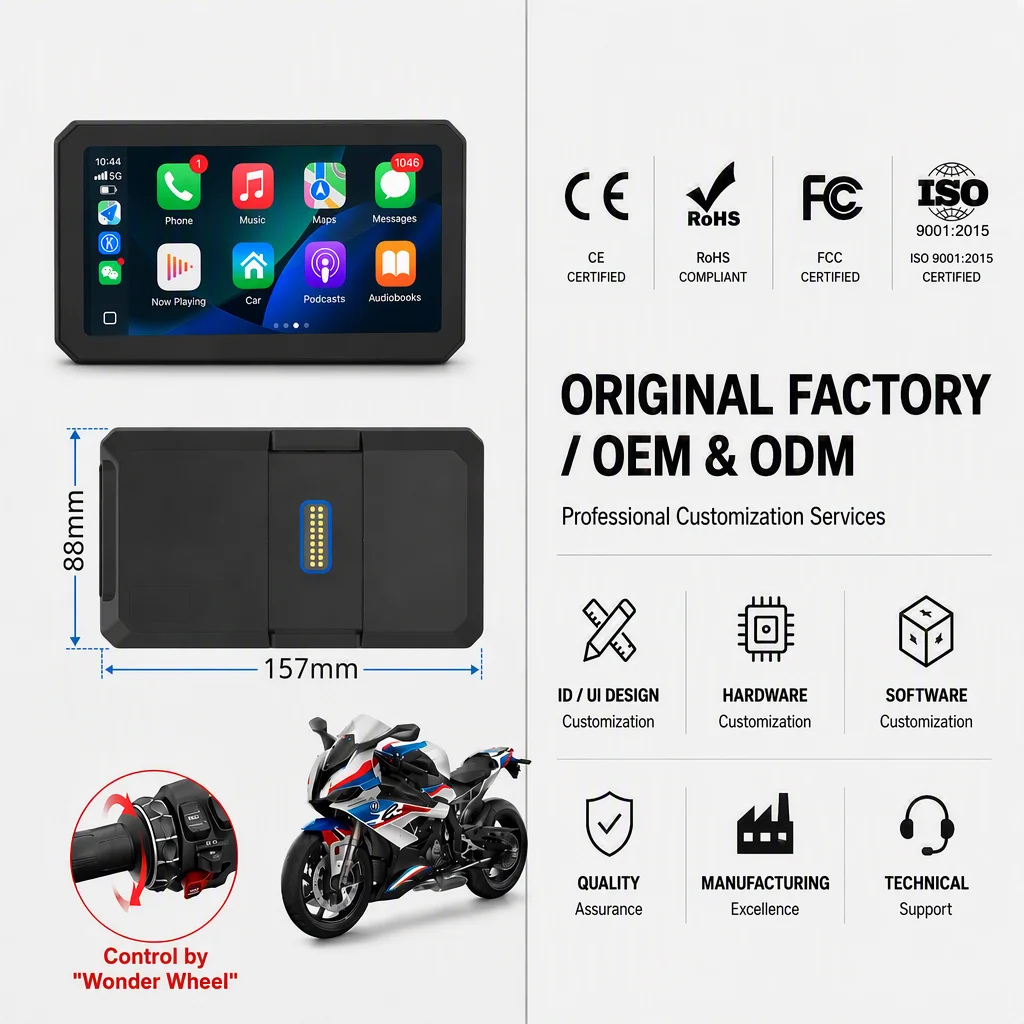 Wholesale 6" IPS 1000 Nits Screen IP68 Waterproof  arplay Android Auto for R1300GS / RS1250 Motorcycle