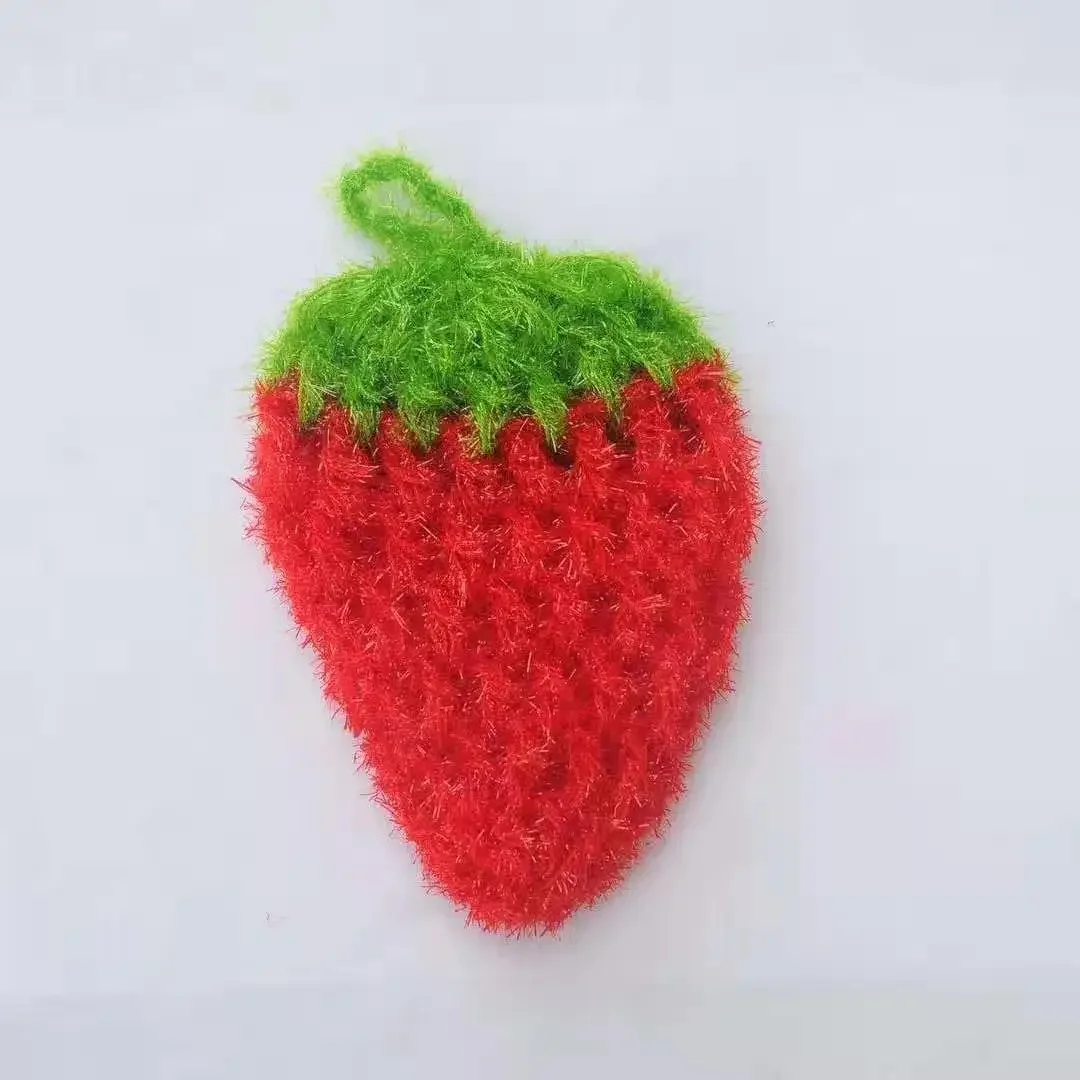 Korean Cute Strawberry Polyester Yarn Dish Cloth Dishwashing Towels Kitchen Cleaning Rag Sponge Scouring Pads Cleaning Tools