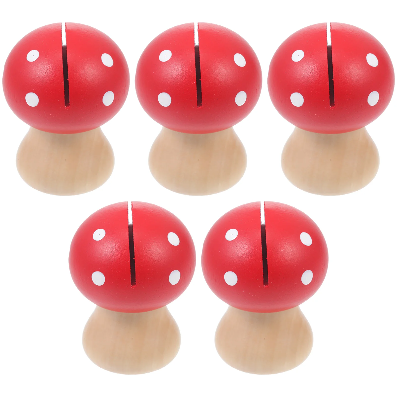 

5 Pcs Mushroom Card Holder Memo Clip Display Stand Desktop Message Wood Note Clamp Office Photo Adorn