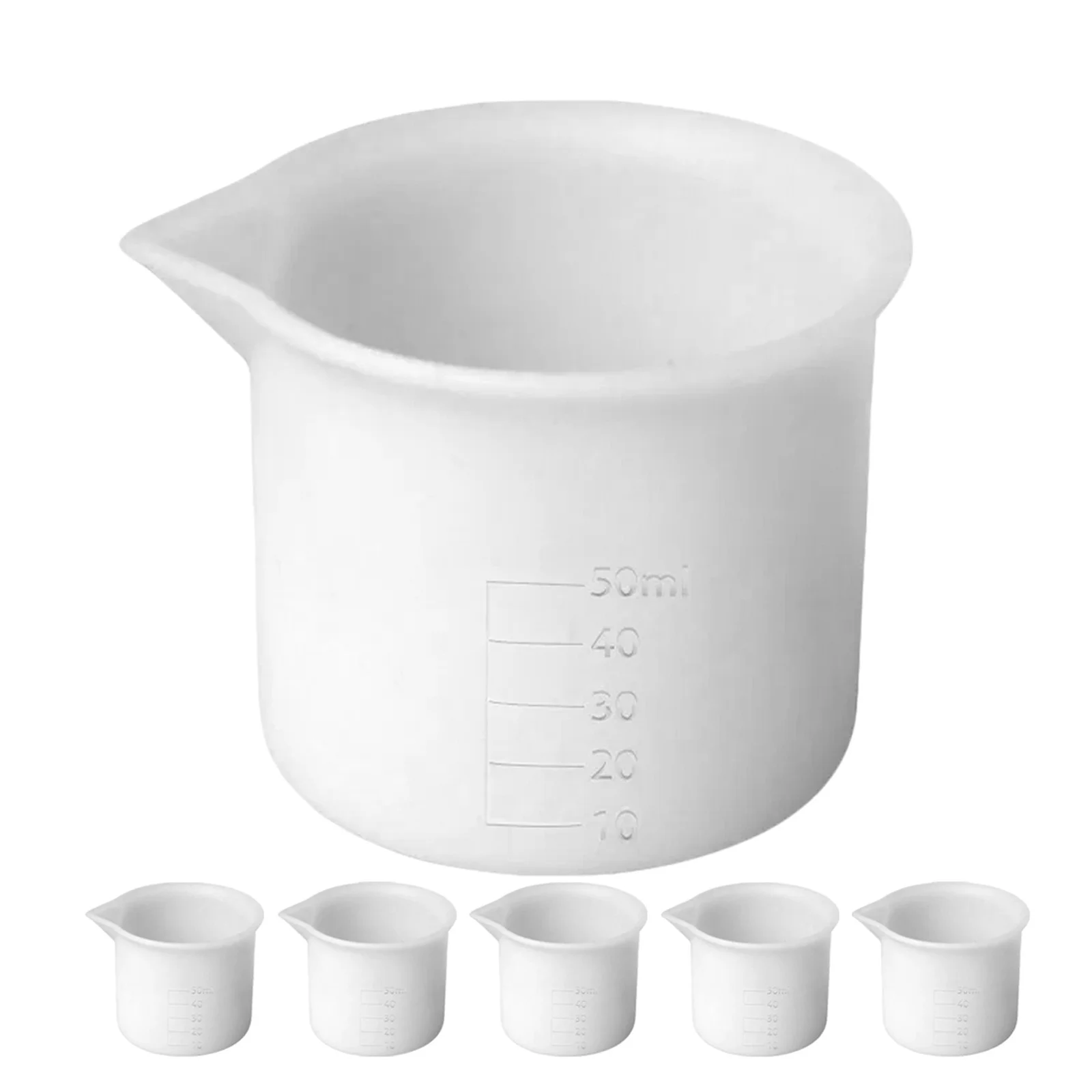 

MAGICLULU 6pcs 50ml Silicone Measuring Cups for Epoxy Resin Mixing Kit with Scale White