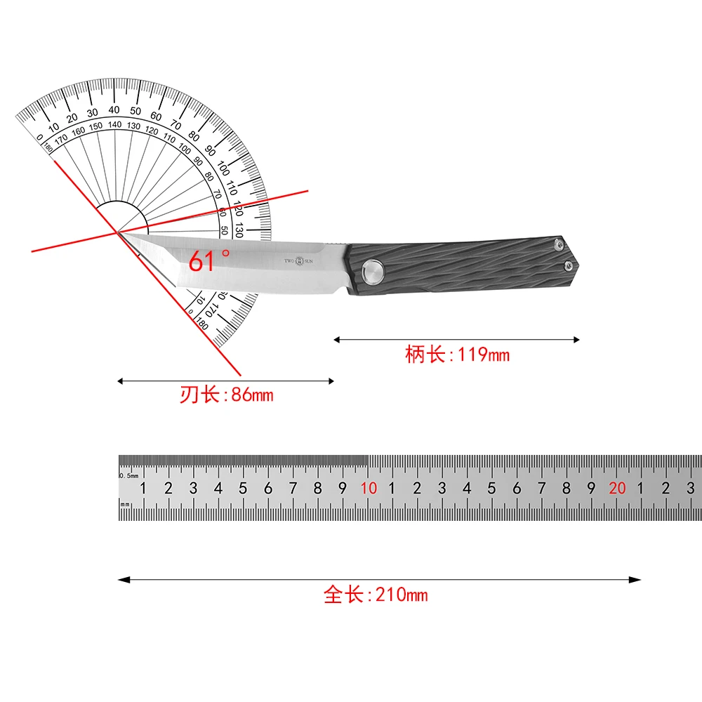 TWO SUN TS33 Folding Knife M390  Blade  TC4 Titanium Alloy  Handle Kitchen Camping Outdoor Survival EDC Tools