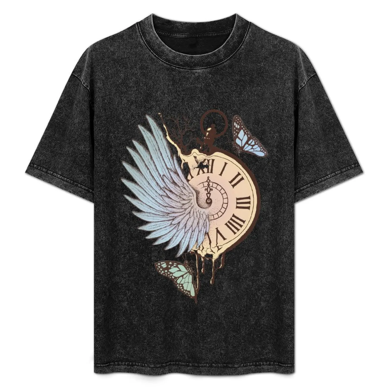 Camiseta Le Temps Passe Vite (Time Flies) de talla grande, camiseta de color liso