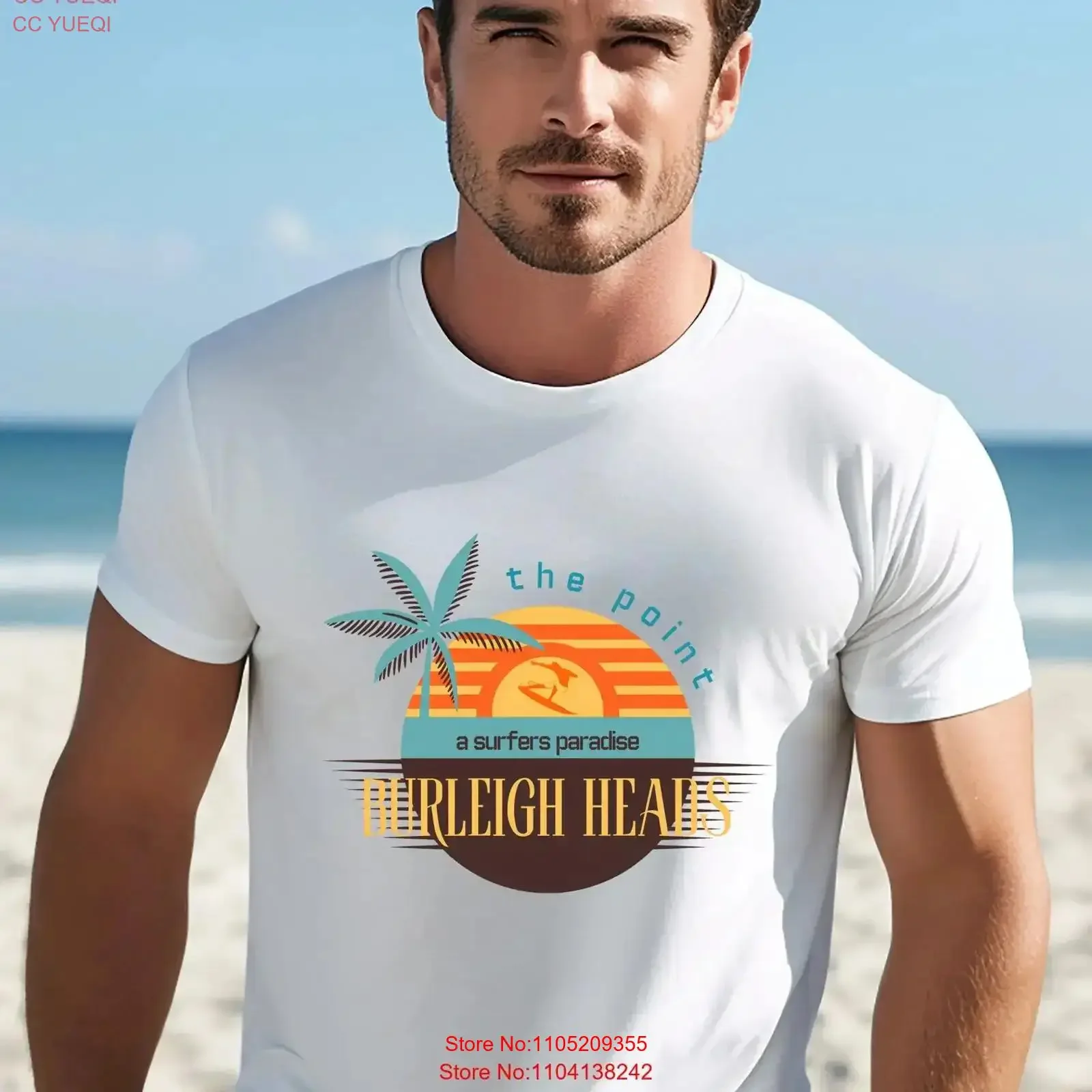 Футболка The Point Burleigh Heads для серфинга для него, серфинга Surf Sur, винтажная, дышащая, стильная, мягкая, слегка мужская