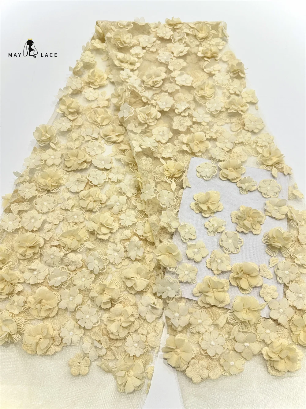 

Luxury 3D Lace Fabric Latest Tulle Flower Lace Fabric 2025 Embroidered Applique African Nigerian Lace Fabric For Dresses Sewing