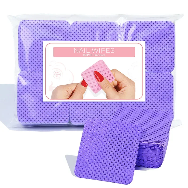 //@300PCS Lint-Free Nail Polish Remover Napkin - Colorful Cotton Pads, UV Gel Dust Cleaner for Manicure Tools
