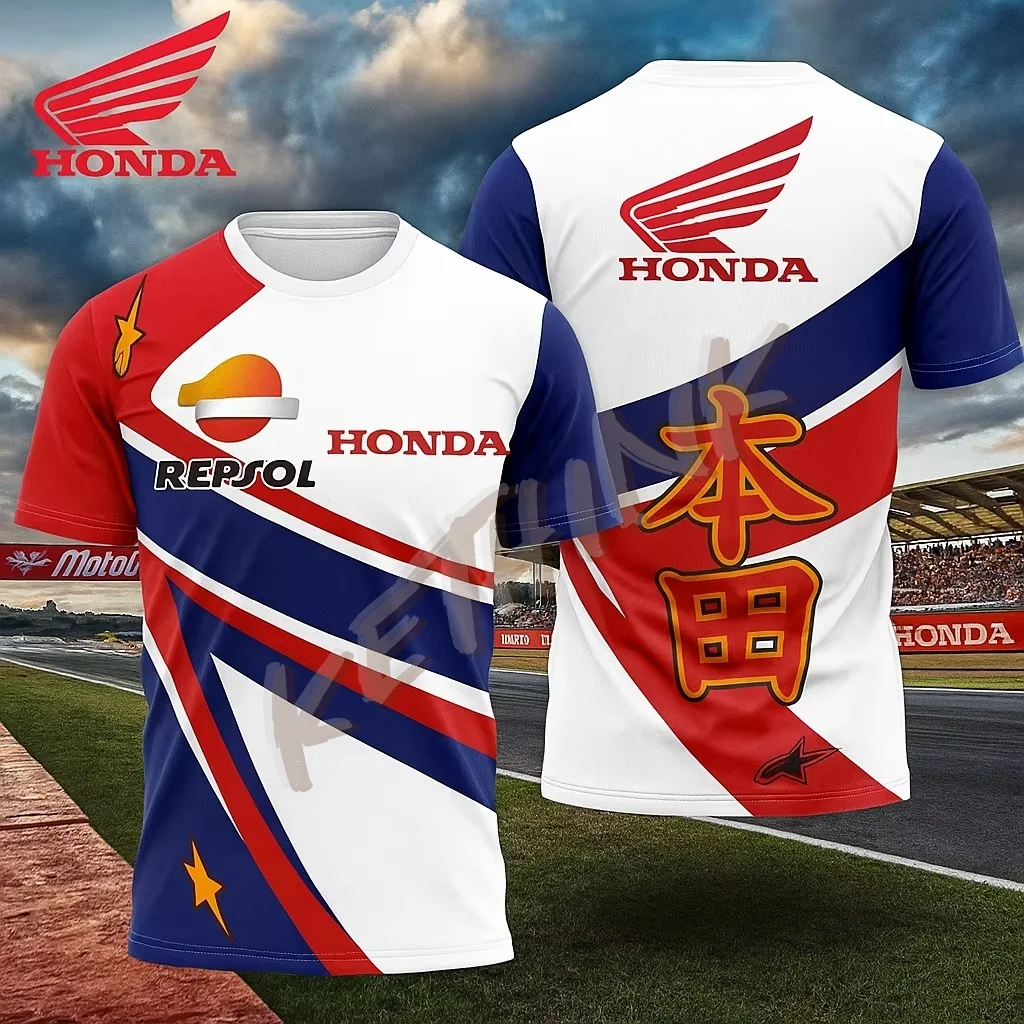 تي شيرت Honda Racing سريع الجفاف وجيد التهوية للرجال، ملابس رياضية صيفية لراكبي الدراجات النارية وأكمام قصيرة وخفيفة الوزن للاستخدام في الهواء الطلق #1