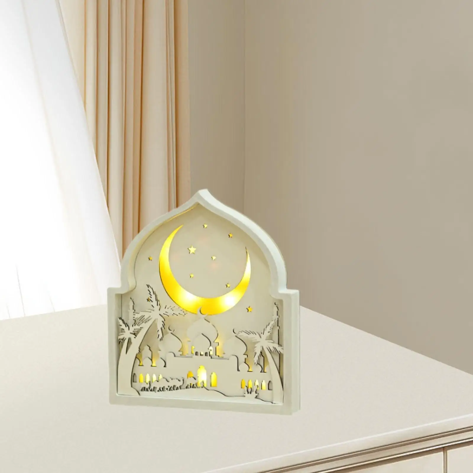 Eid Mubarak Decoration Arabic Moon and Stars Luminous Muslim Table Decor