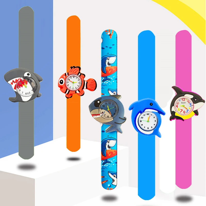 Cute Fish Series Toys Watches for Children Birthday Gift Colorful Strap Cartoon Shark Kids Watch Girls Boys Christmas Party Gift