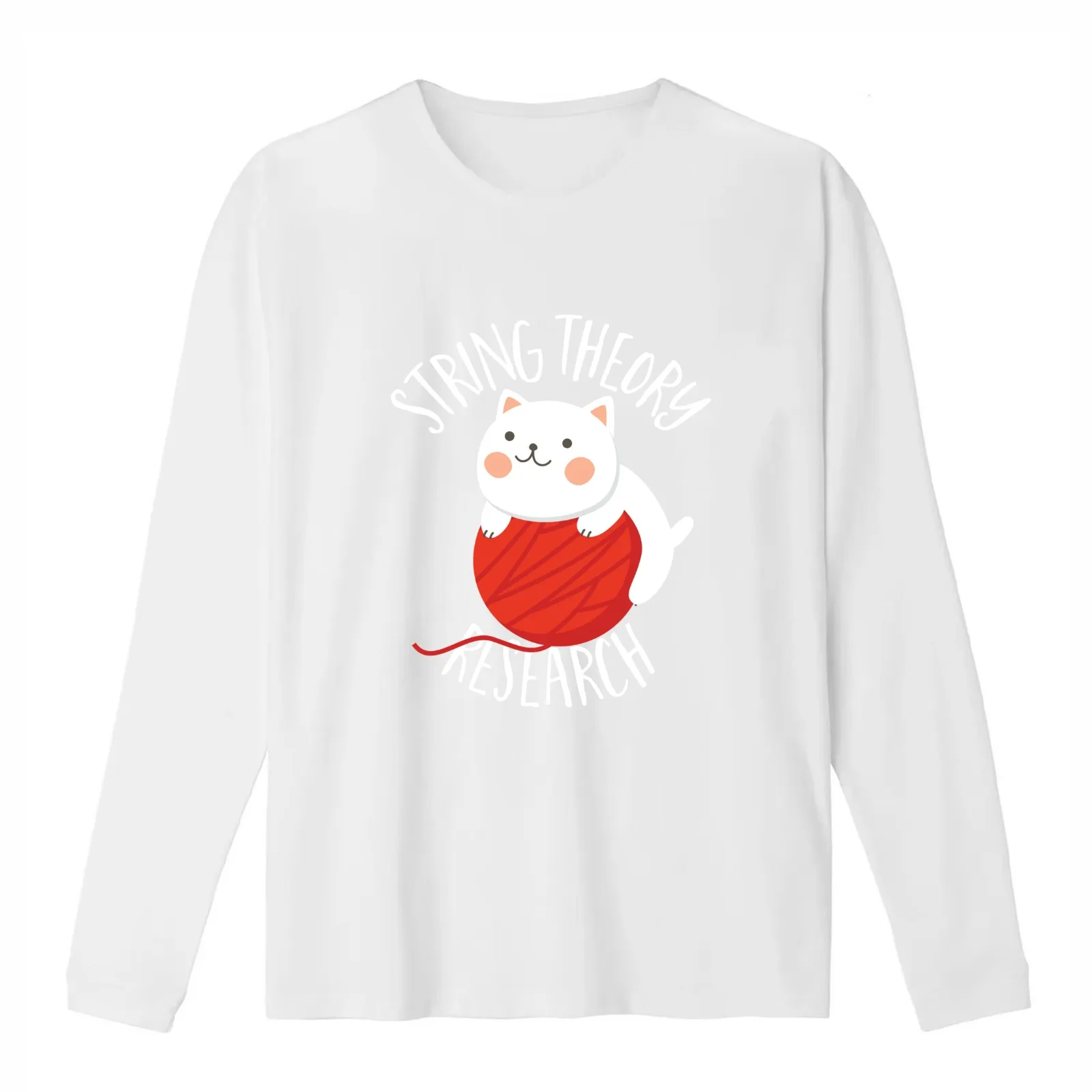 String Theory Research Cute Cat T-Shirt Summer Casual Cotton Tee Oversized Streetwear Tops Vintage Graphic Print 100% Cotton