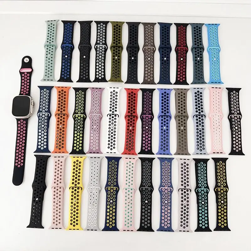 Silicone Strap For Apple Watch band SE-10 42/46mm Official-website 38/40/41/44/45mm bracelet iWatch Series 9876543 Ultra 2 49mm