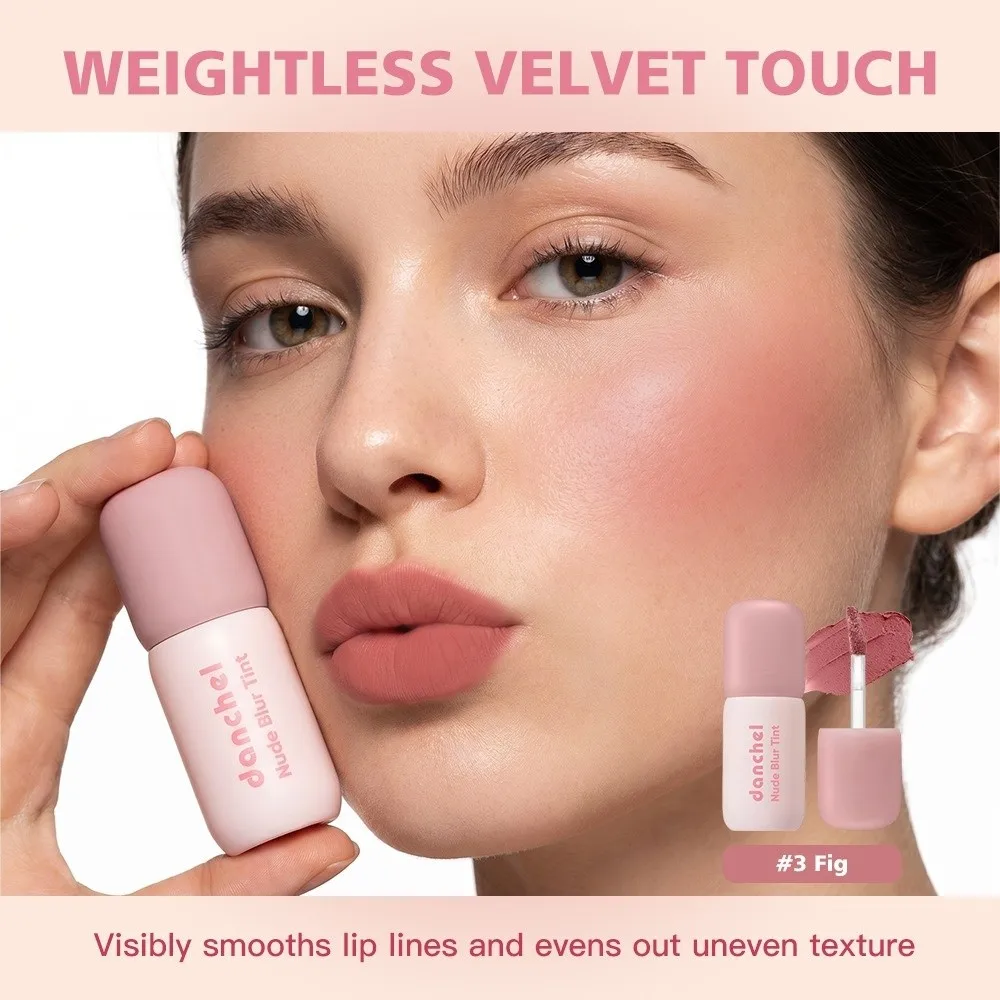 Korean 2-in-1 Lip Cheek Tint Long Lasting Non-Sticky Matte Lip Stain Smudge-Proof Soft-Focus Matte Velvet Lip Tint Daily Makeup