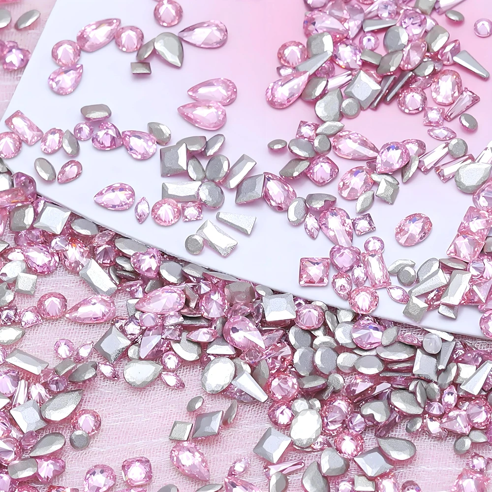 

40Pcs 3D Mini Pink Nail Art Decoration Rhinestones Crystal Diamond Accessories Parts For Nails Design Manicure Supplies Material