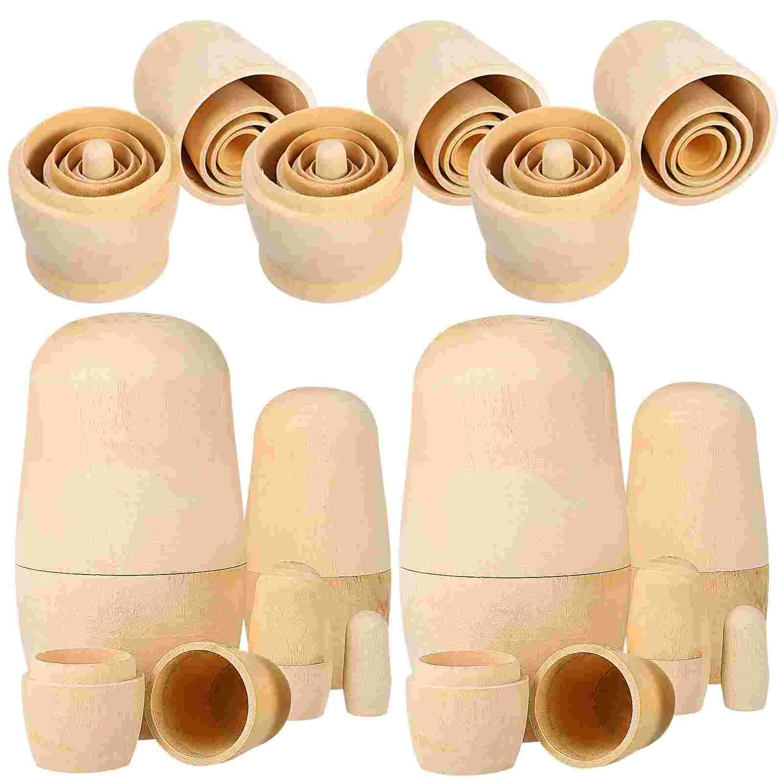 

10 Sets Matryoshka Figurines Russe Toy Blank Russian Nesting Decor Things Paint on Christmas Child