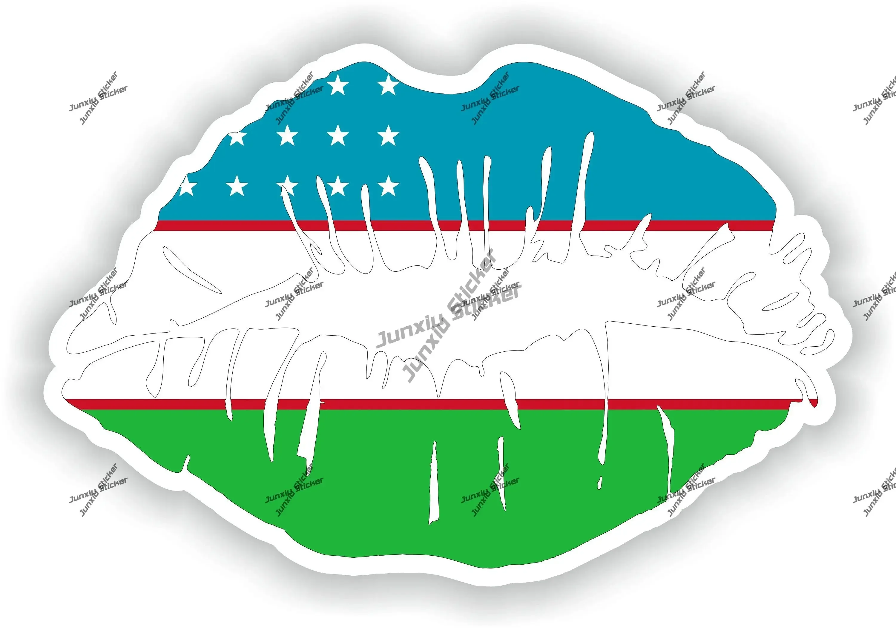 

Uzbekistan Flag Lips Sticker Coat of Arms of Uzbekistan National Emblem Decal Scratch-Proof UV Protected Vehicle Accessories