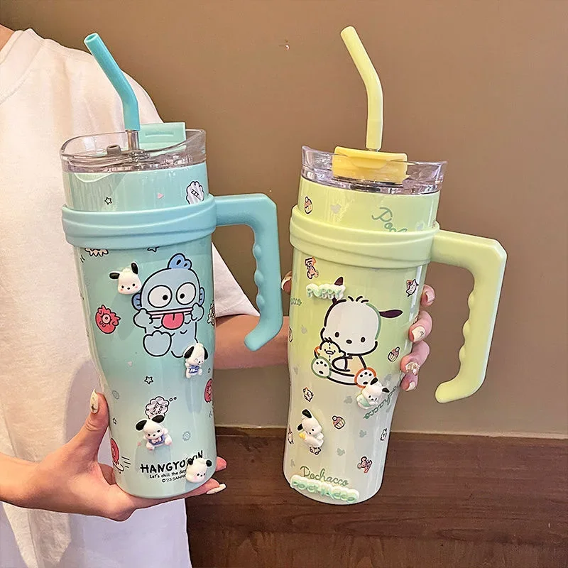 Sanrio-termo de Hello Kitty de 1200ml, taza de agua Sippy My Melody, frasco de vacío, taza aislada de alta capacidad de acero inoxidable