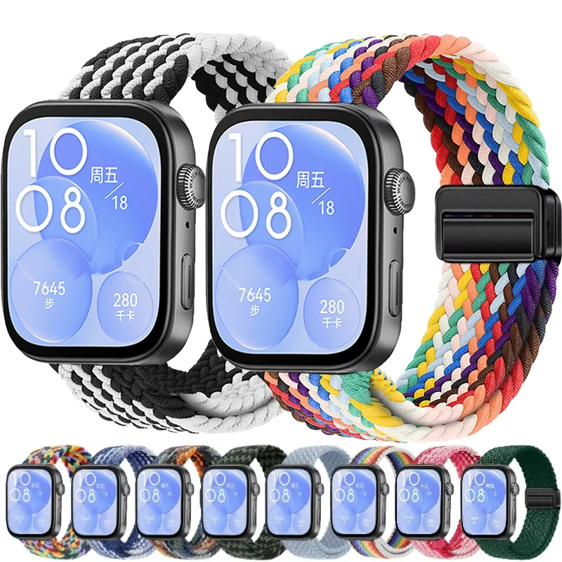 

Нейлоновый плетеный ремешок-петля для часов Huawei Watch Fit 3, магнитный удобный браслет для часов Huawei Watch Fit 3, регулируемый браслет