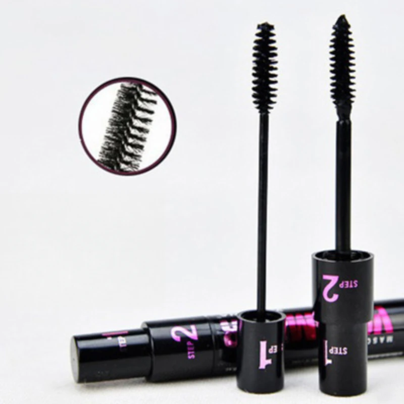 Schwarze Mascara mit gekräuselten Wimpern verlängert die Wimpern, extra Volumen, langlebig, wasserfest, flüssige Wimpernverlängerung, Mascara-Make-up