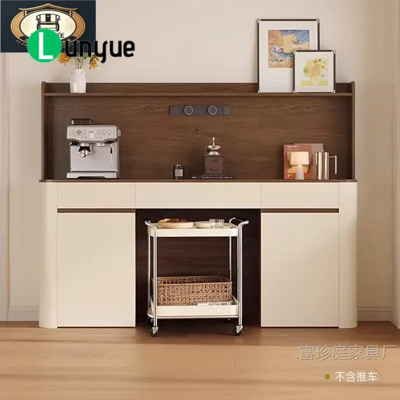 Cream Antique Dining Side Cabinet Wall Mounted Storage Locker for Small Apartment Living Room Tea Cabinet Space Saving