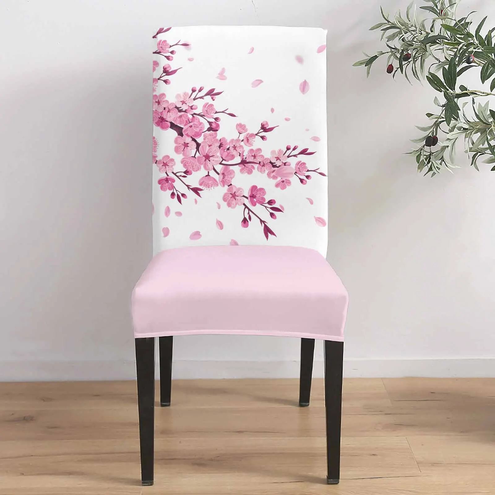 

Pastoral Spring Cherry Blossom 4/6/8PCS Spandex Elastic Chair Case For Wedding Hotel Banquet Dining Room