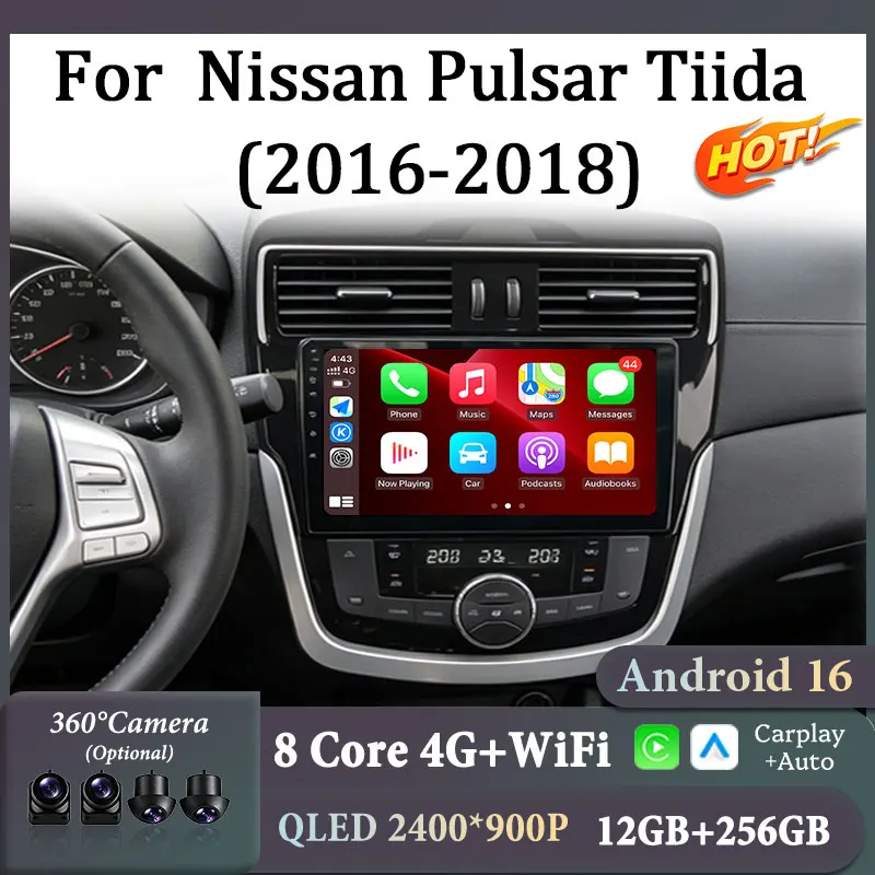 For Nissan Pulsar Tiida 2016‑2018 Multimedia Video Player 9