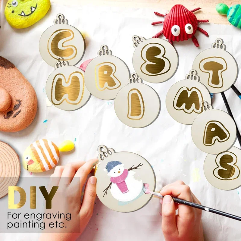 10 قطعة الحلي الخشبية عيد الميلاد شرائح الخشب غير المكتملة مع ثقوب الفراغات الخشبية المعلقات للطفل Craft بها بنفسك الحرفية شجرة عيد الميلاد ديكور #4