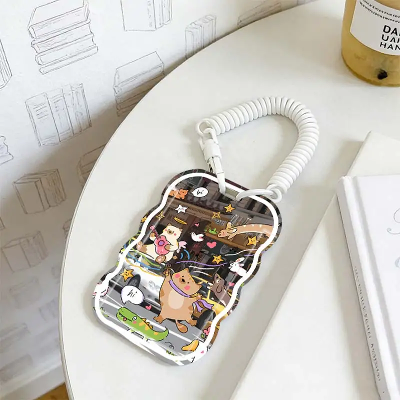 Card Protective Case for Student Bus/Meal Card Protection Case Kpop Photocard Holder Stretchable Spring Cord Photo Protector
