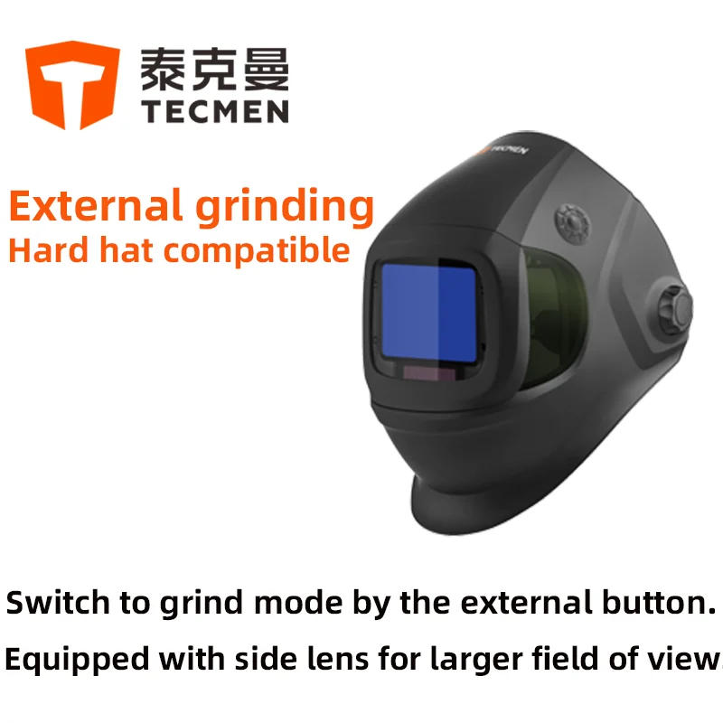 Tecman Professional Auto Darkening Welding Mask,3 View Ture Color,107x75mm,0.04ms,DIN 5-13,Optical 1111,4 Sensors,Welding Helmet