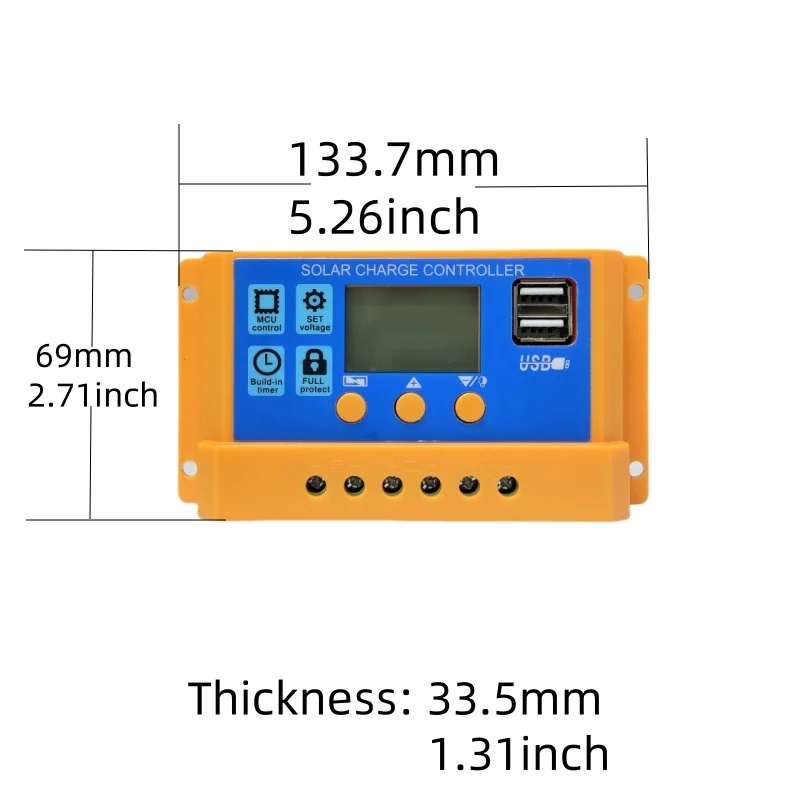 5PCS Orange shell blue surface 12V24V11.1V solar controller 10A20A30A photovoltaic solar charging controller