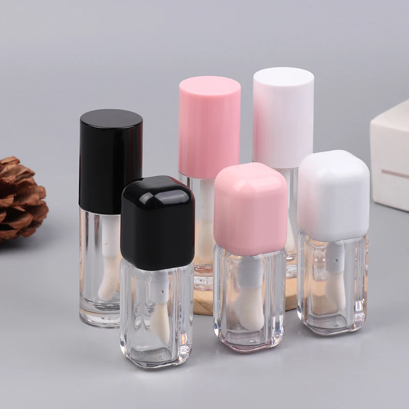 6ML Empty Transparent Lip Gloss Tubes Big Brush Plastic Lip Balm Tube Lipstick Mini Sample Cosmetic Container Sample Bottle