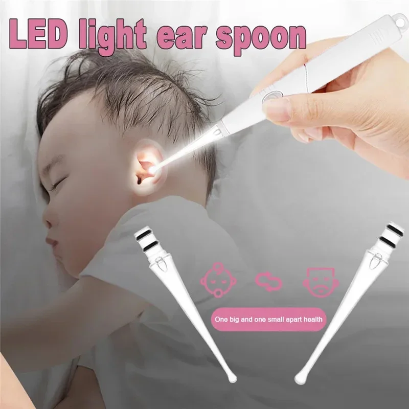 1 Set Baby Ear Cleaner Ear Wax Removal Tool Flashlight Earpick Ear Cleaning Earwax Remover Luminous Ear Curette Light Spoon