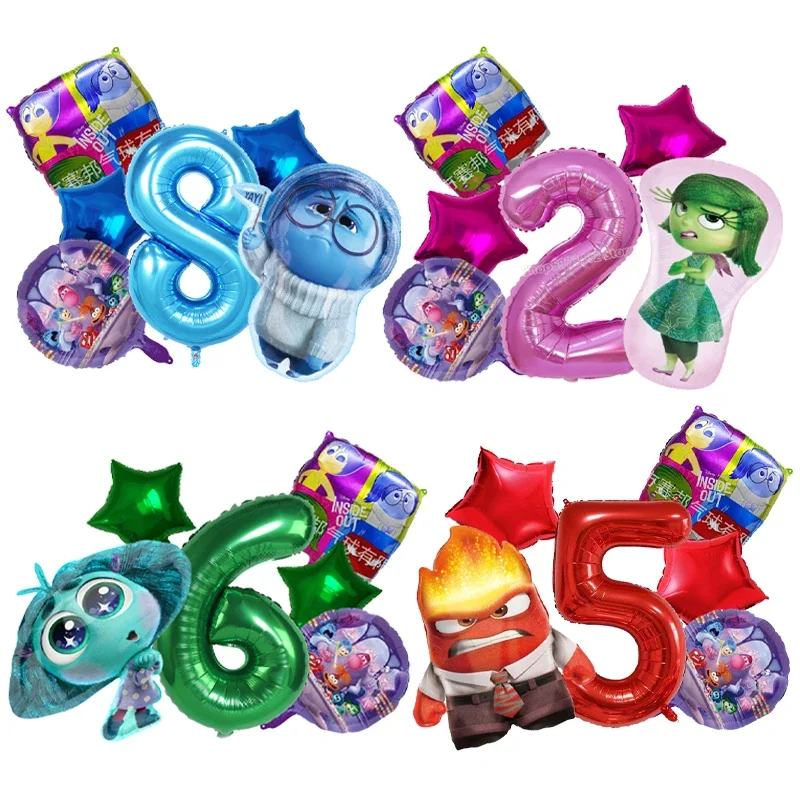 Inside Out 2 Digit Balloons 1-10 Disney Gender Reveal Baby Shower Birthday Party Decoration Cute Sadness Anger Disgust Envy Toys