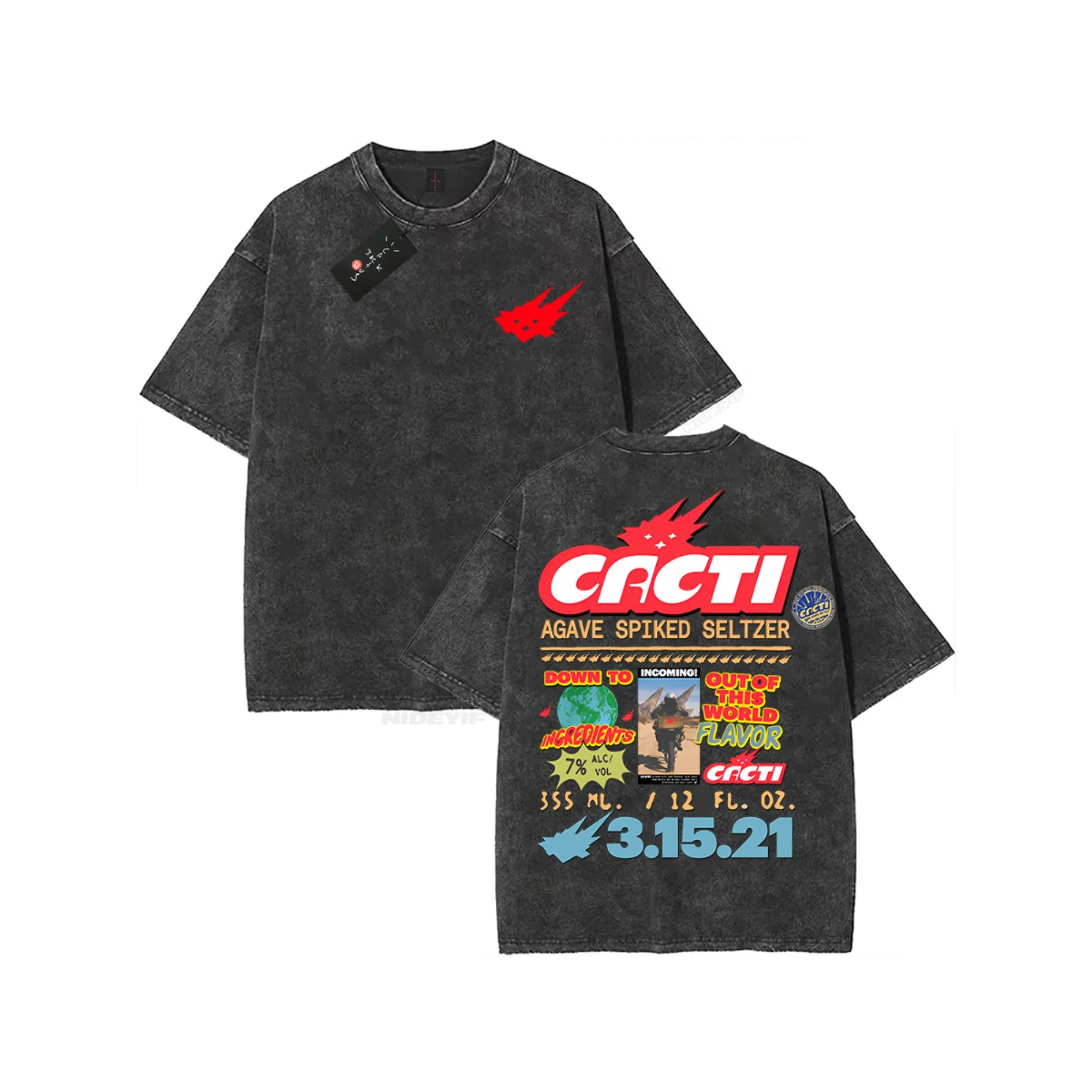 

100% Cotton Oversized T Shirt for Men Women HipHop Washed T Shirts Cactus Jack Short Sleeve Gift Tops Look Mom I Can Fly Top