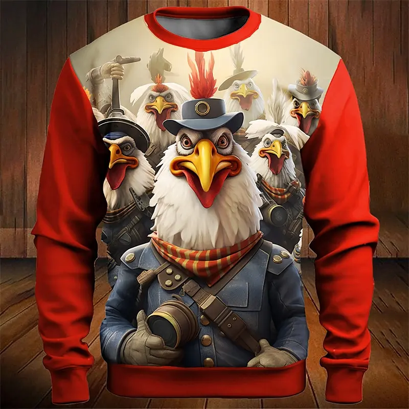 

Funny Animal Hoodied Men's Sweatshirts Pullover Cartoon Chicken Graphic Sweatshirt Long Sleeves Hoodies Oversized Clothing Tops