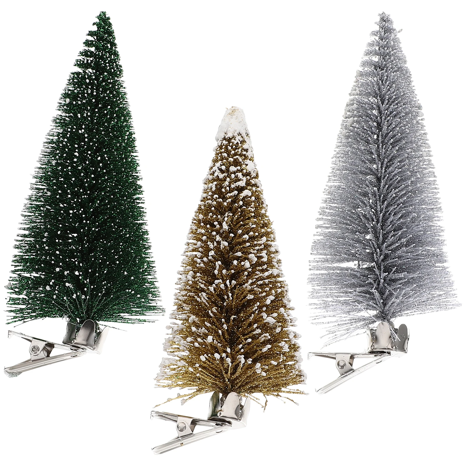 

3Pcs Mini Christmas Tree Clip Type Glitter Artificial Xmas Tree Decoration Desktop Tabletop Xmas Party Holiday Scene Decorative