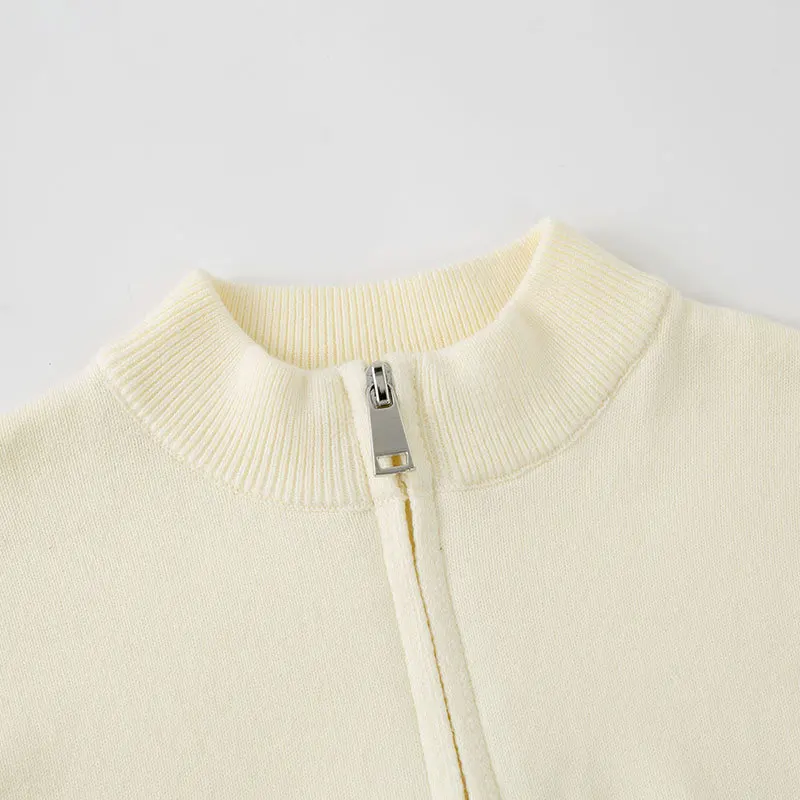 2025 new autumn and winter children's baby pullover middle neck cotton sweater boys and girls pullover zipper bottoming knitted