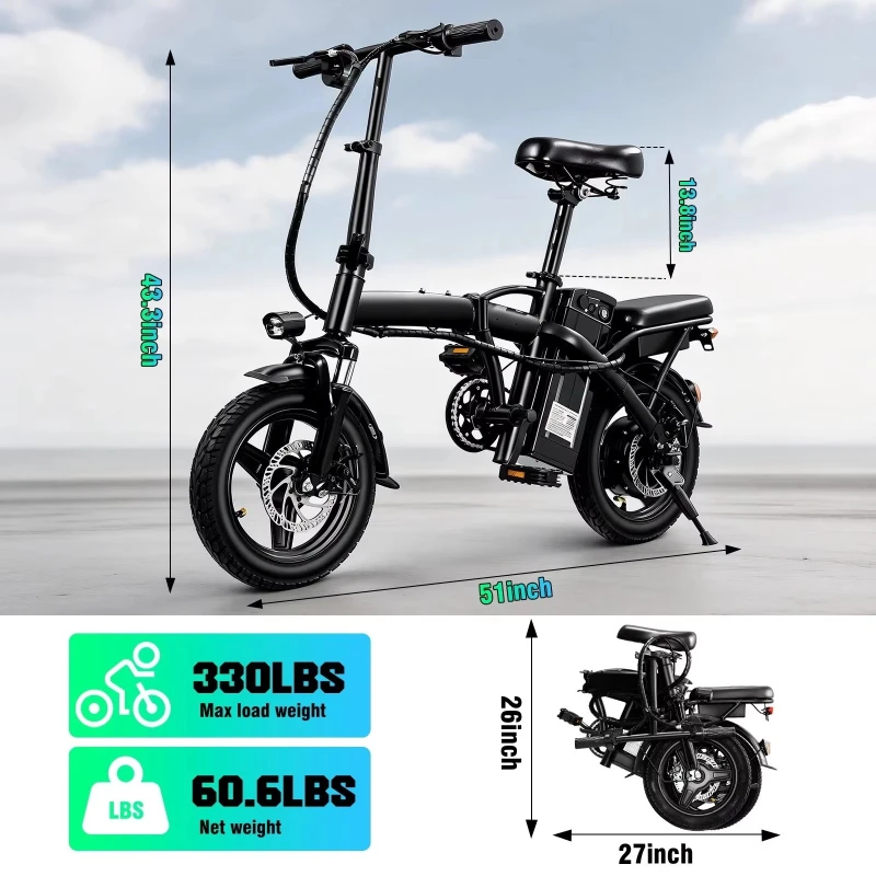 32-mile range bicycle, folding bicycle