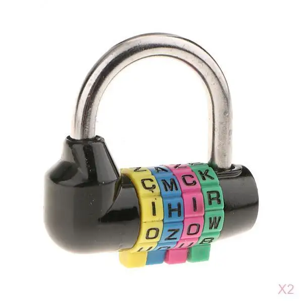 Resettable Password Letter Lock 4 Digit Combination Metal Padlock for School Gym Fence Toolbox