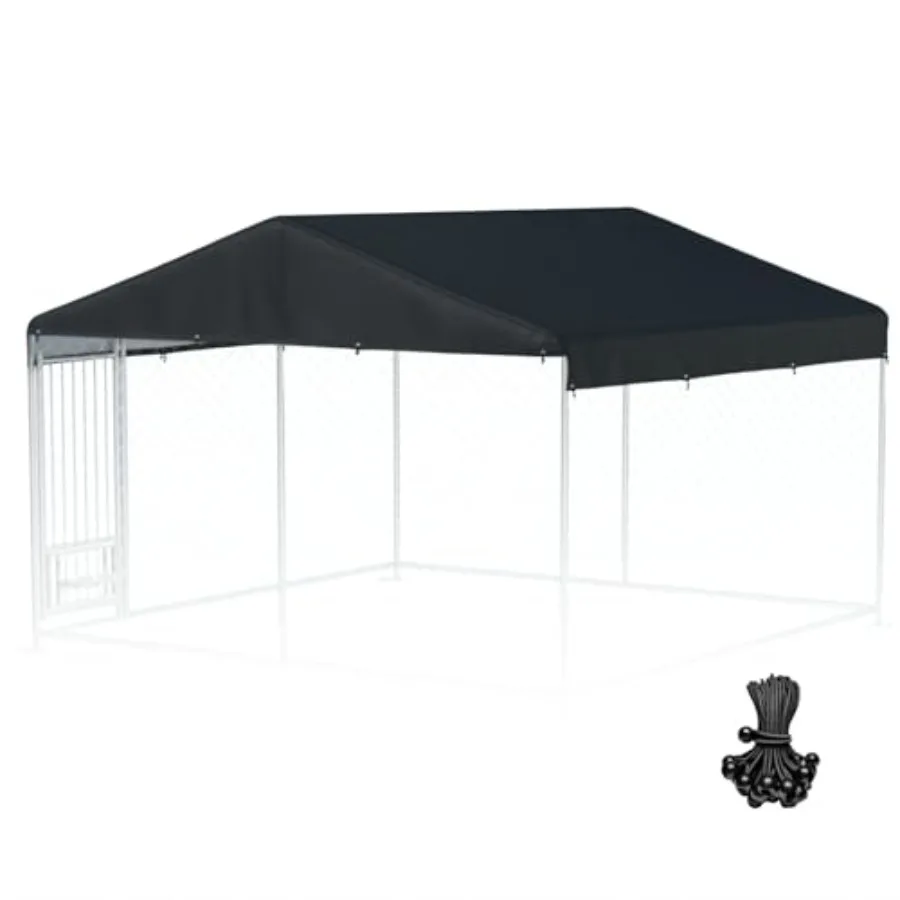 

Outdoor Dog Kennel Cover 10'W x 10'L 600D Heavy Duty Waterproof UV Resistant Dog Kennel Replacement Cover - Black Without Frame