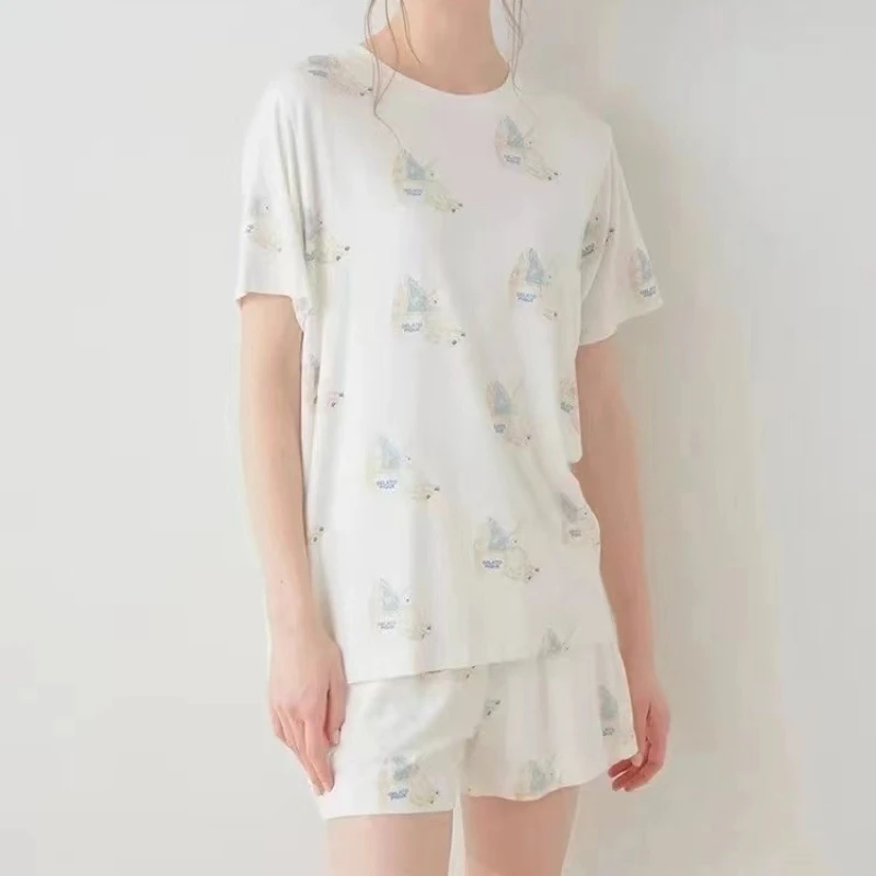 Room Wear Ladies Summer Pajamas Dress Chest Cushion Short Set Trousers Cool