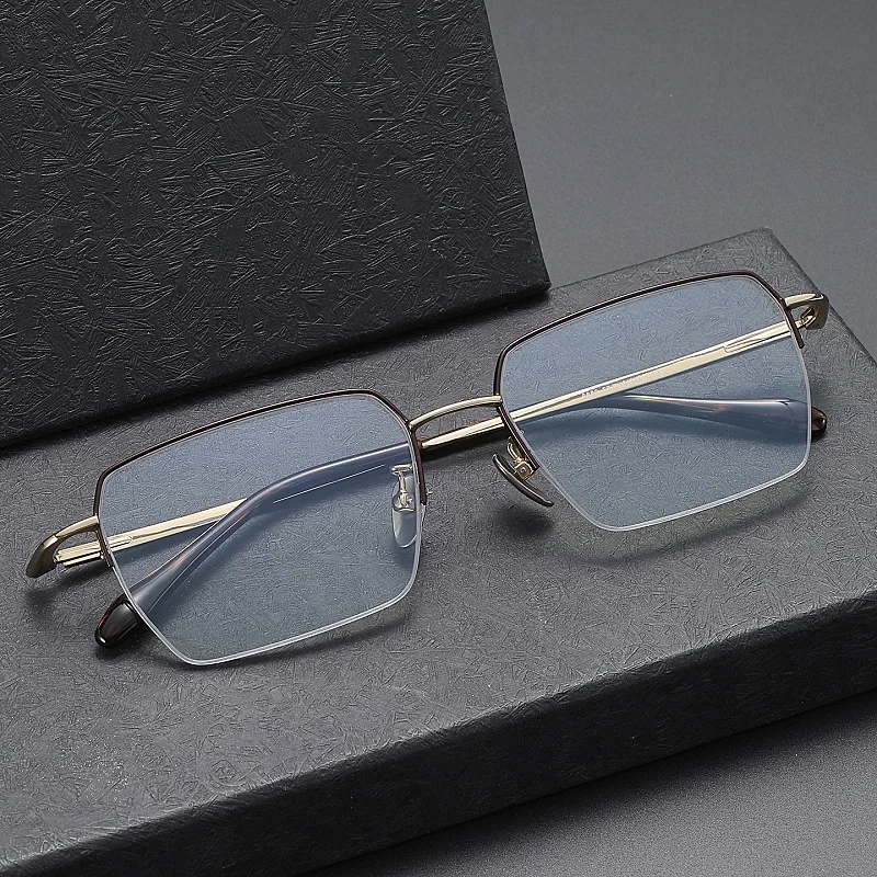 F·DRACON New 155mm Titanium Alloy Eyeframe Business Half Frame Male Eyeframe Ultra Light Thin Frame Female Eyeframe 6889