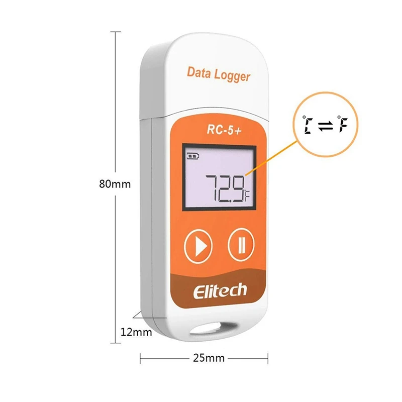 10X Elitech RC-5+ PDF USB Temperature Data Logger Reusable Recorder 32000 Points For Refrigeration, Cold Chain Transport