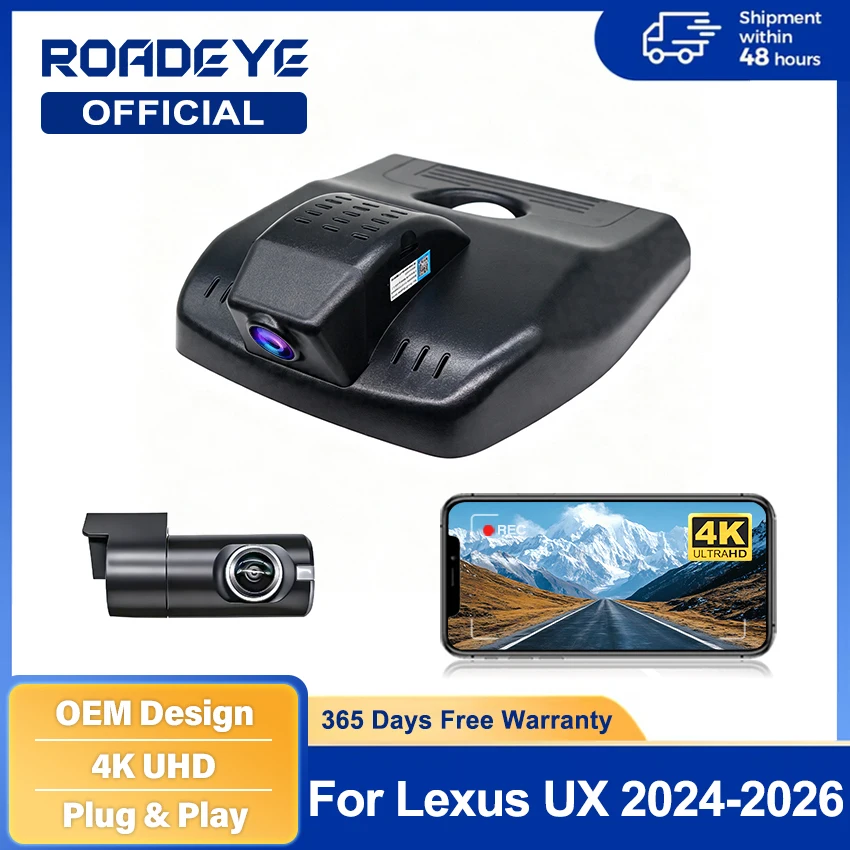 For Lexus UX 2024 2025 2026 4K Dash Cam Front Rear Camera DVR Plug and Play Video Recorder 24h Record Wifi APP Monitor Dashcam